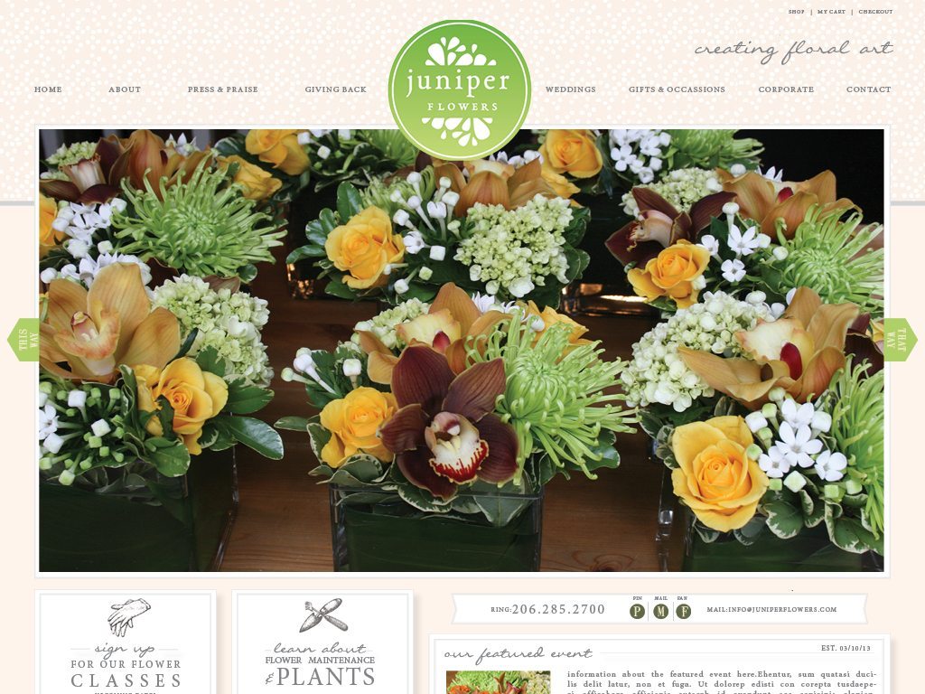 floral business website, elegant florist, custom website design