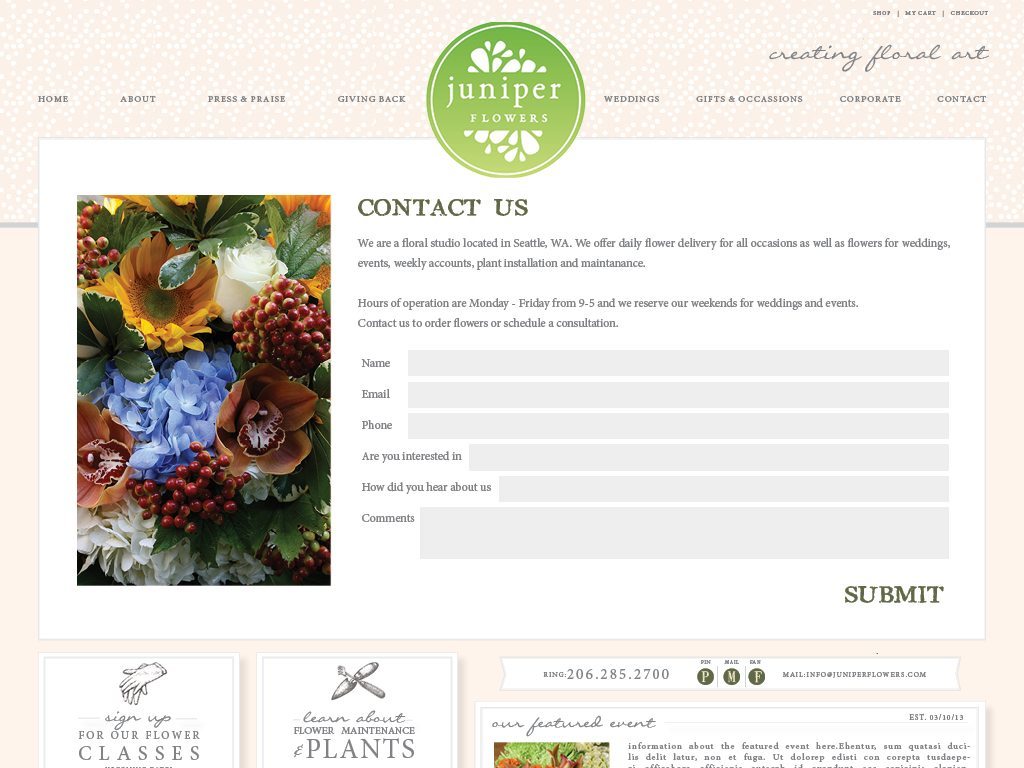 floral business website, elegant florist, custom website design