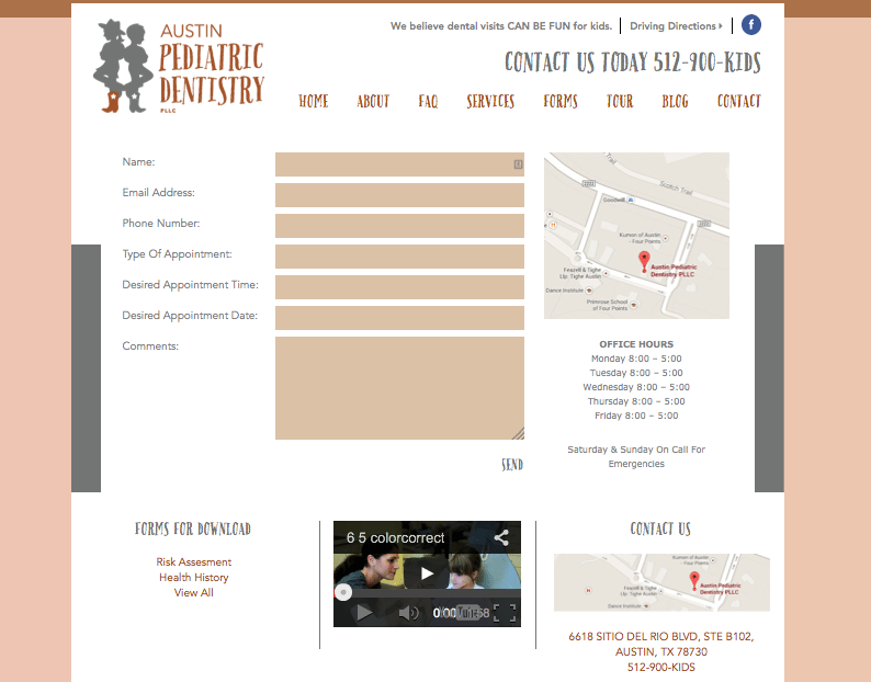 Web Design by Doodle Dog for Austin Pediatric Dentistry Info