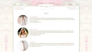 watercolor website, website design, pretty website design, bridal boutique
