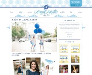 blue wedding planner website, classic, elegant website design