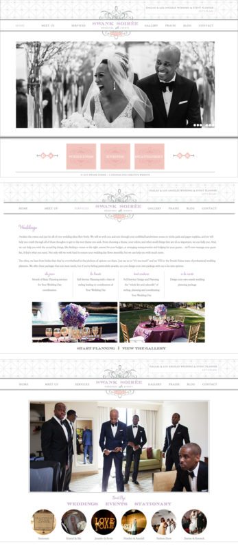 website design for wedding planner, grey website design, nuetral website design