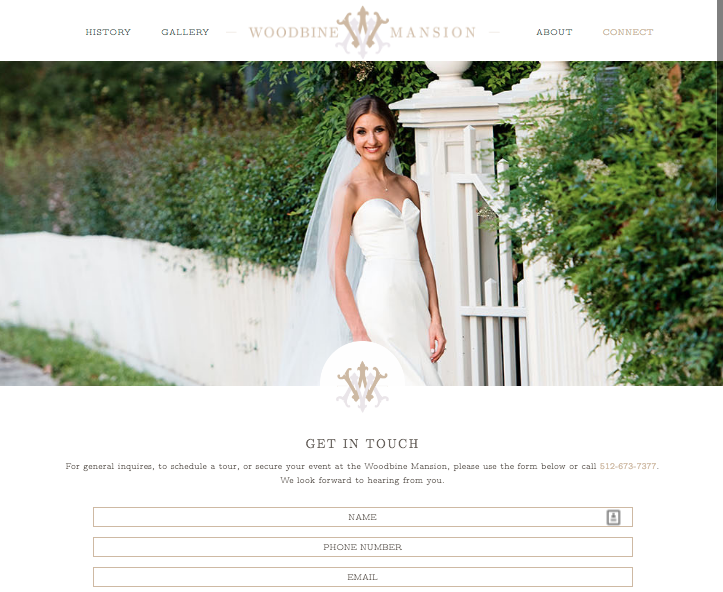 wedding venue custom website