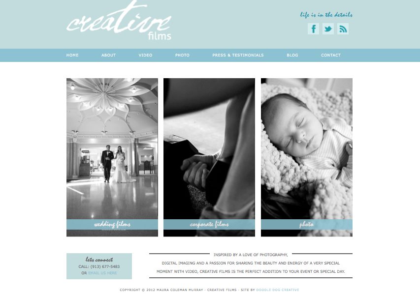 videographer website, photographer website, website design