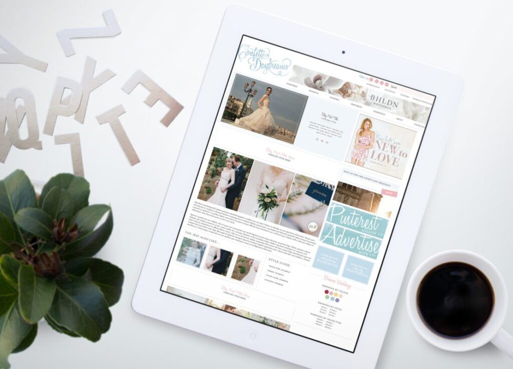 professional wedding blog design, graphic design